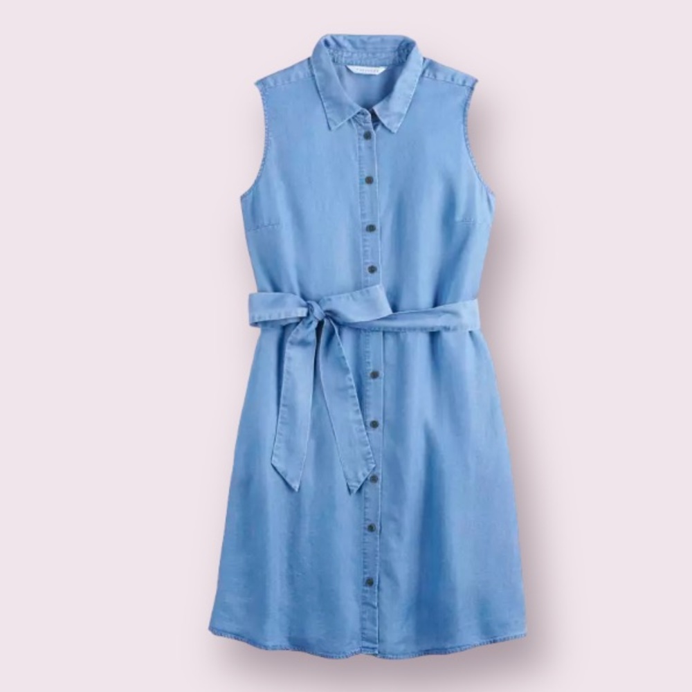 POPSUGAR Chambray Sleeveless Shirt Dress